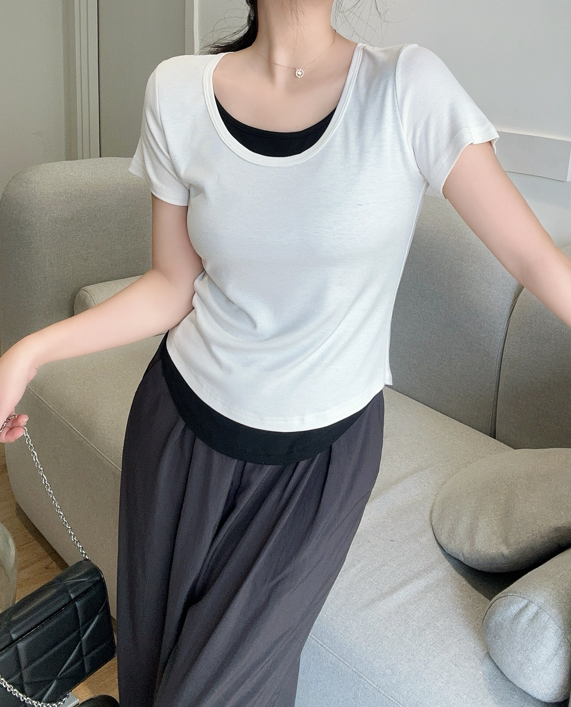 配色レイヤード風半袖Tシャツ | 詳細画像10