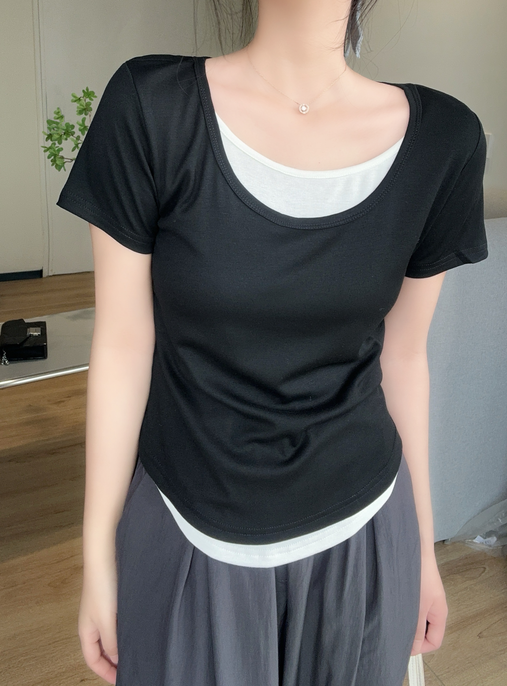 配色レイヤード風半袖Tシャツ | 詳細画像11