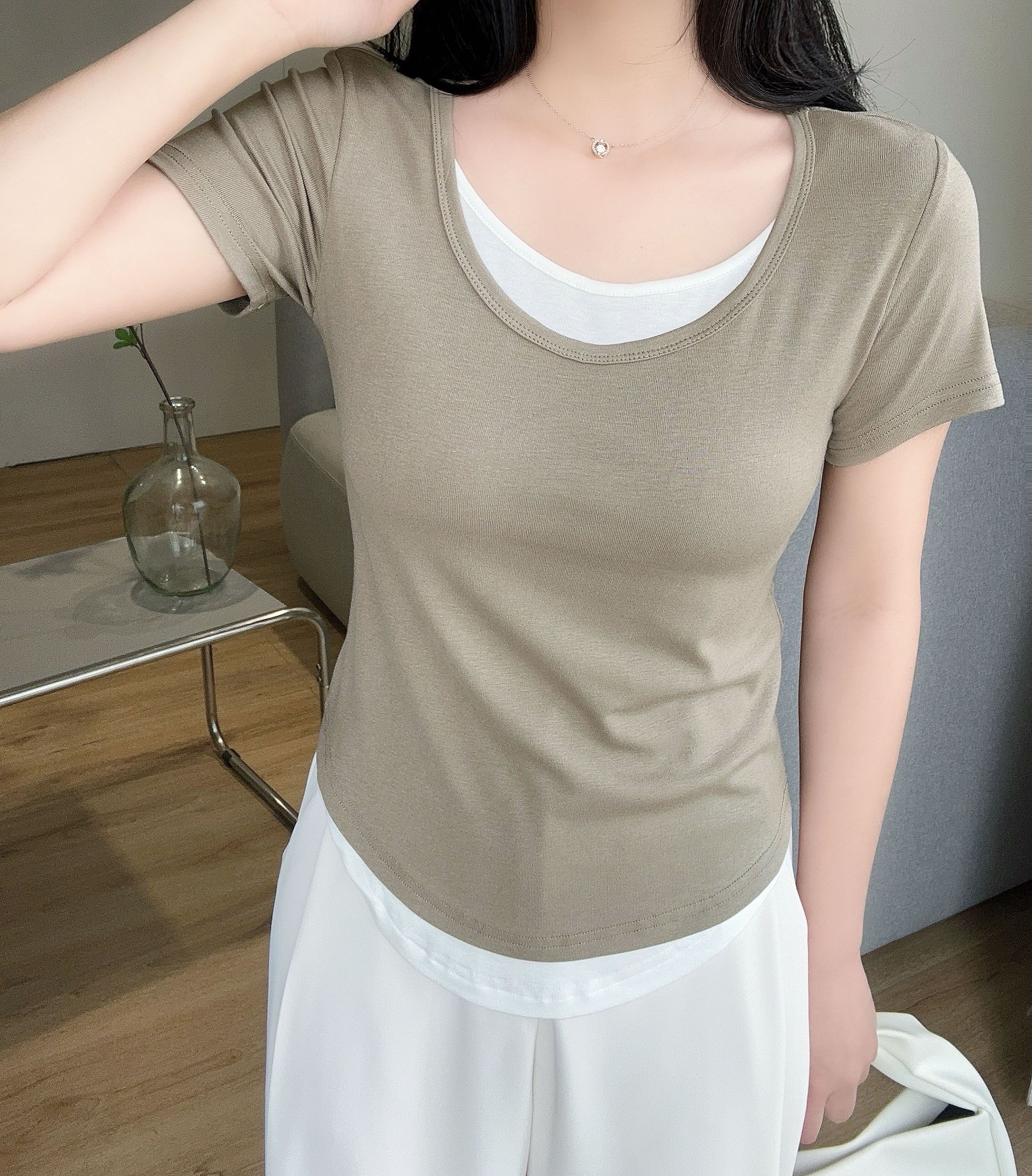配色レイヤード風半袖Tシャツ | 詳細画像18