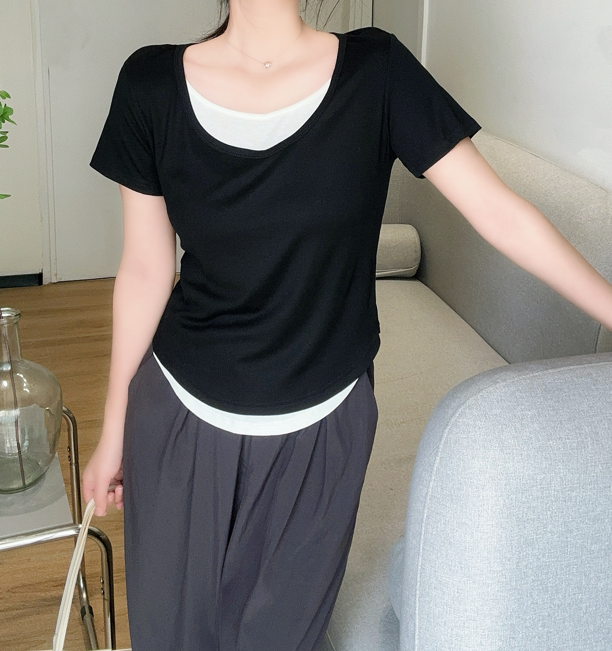 配色レイヤード風半袖Tシャツ | 詳細画像13