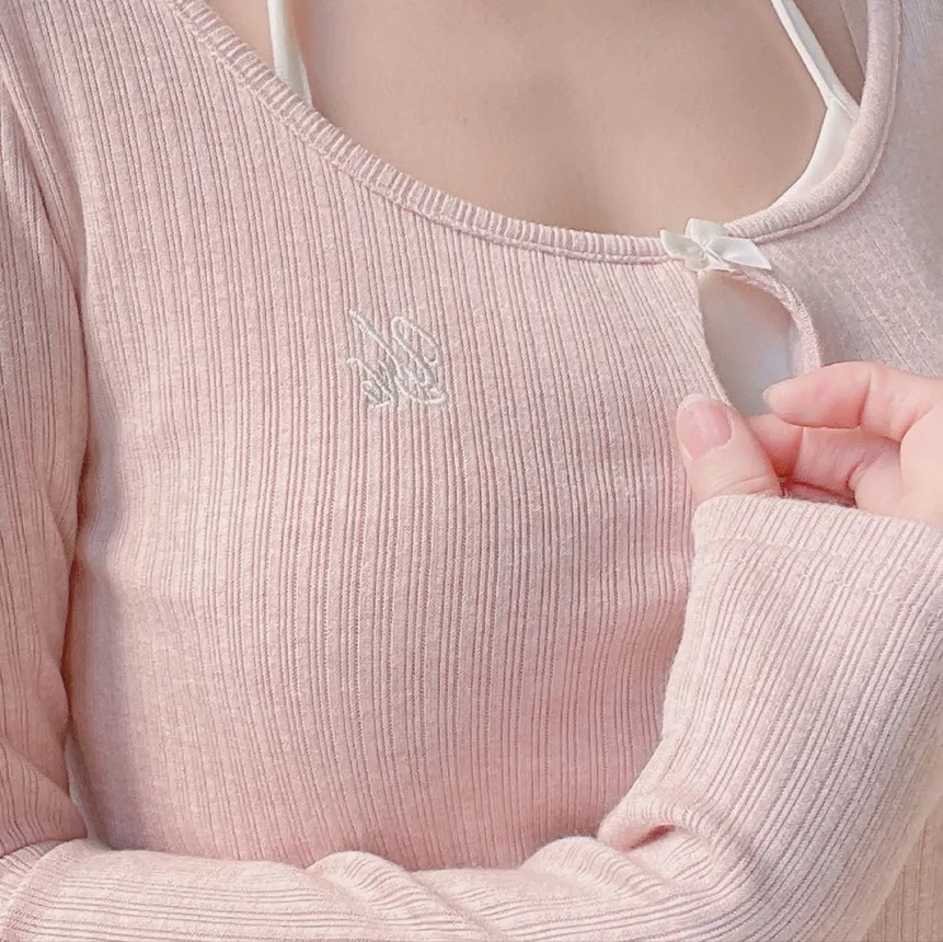 ホルターネックリボンカットレイヤードTシャツ | mirangmirang | 詳細画像8