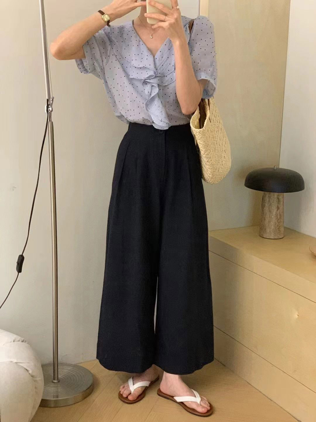 バックゴムワンボタンタックワイドパンツ | 詳細画像8