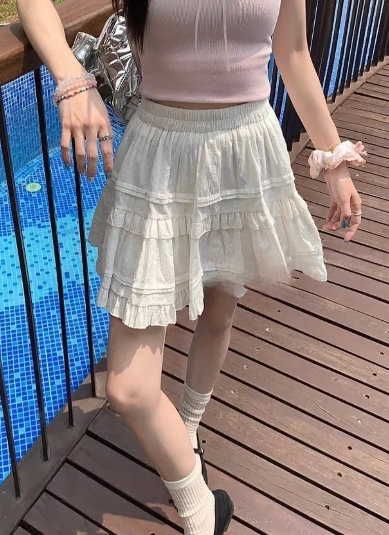 パンツ裏地フリルピンタックティアードスカート | 詳細画像1