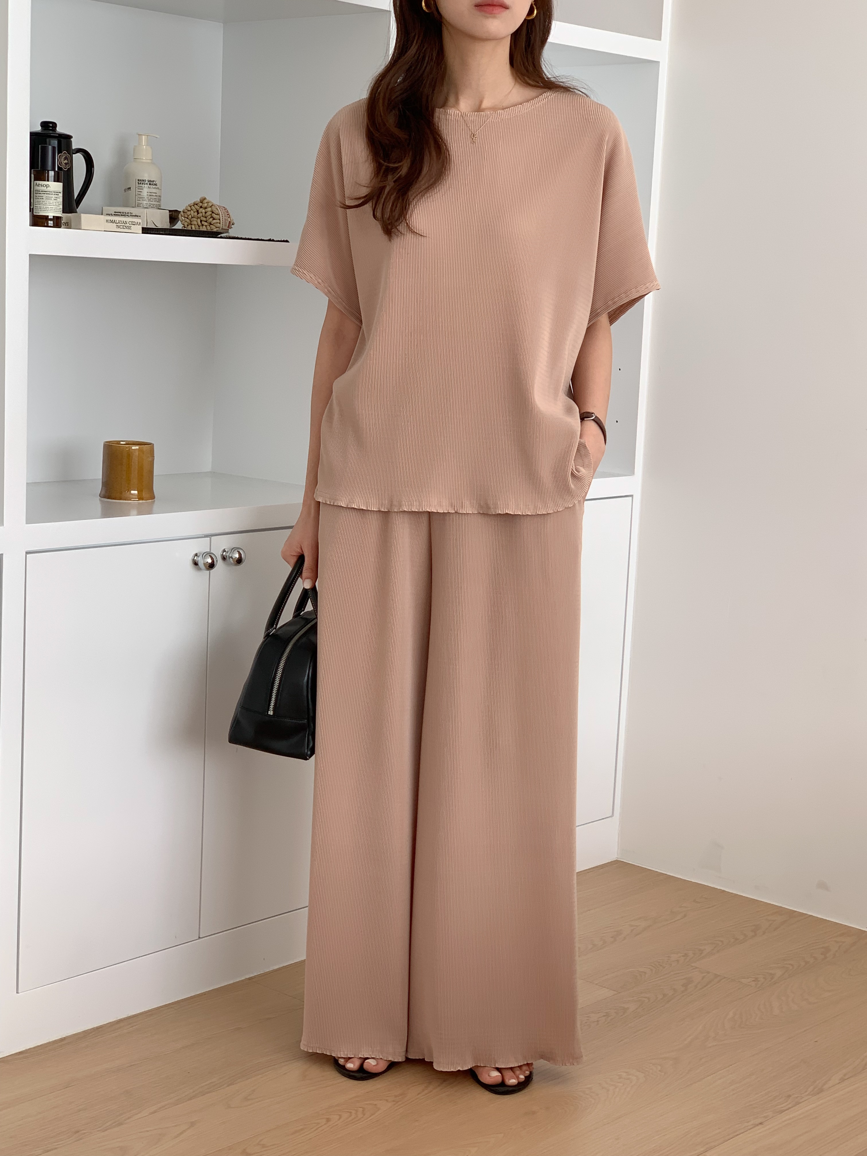 リブドルマン半袖Tシャツ&ワイドパンツSET | 詳細画像3