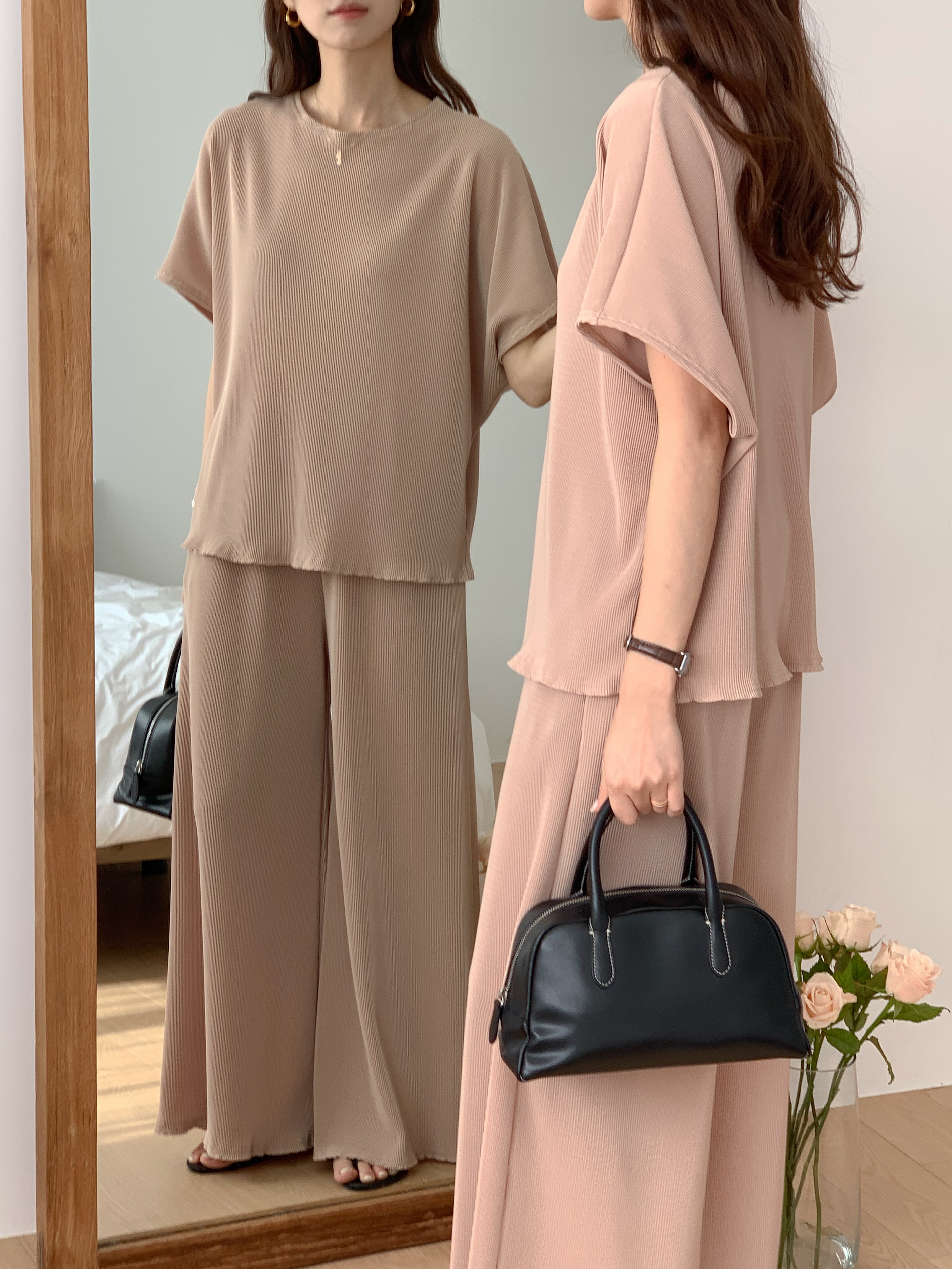 リブドルマン半袖Tシャツ&ワイドパンツSET | 詳細画像8