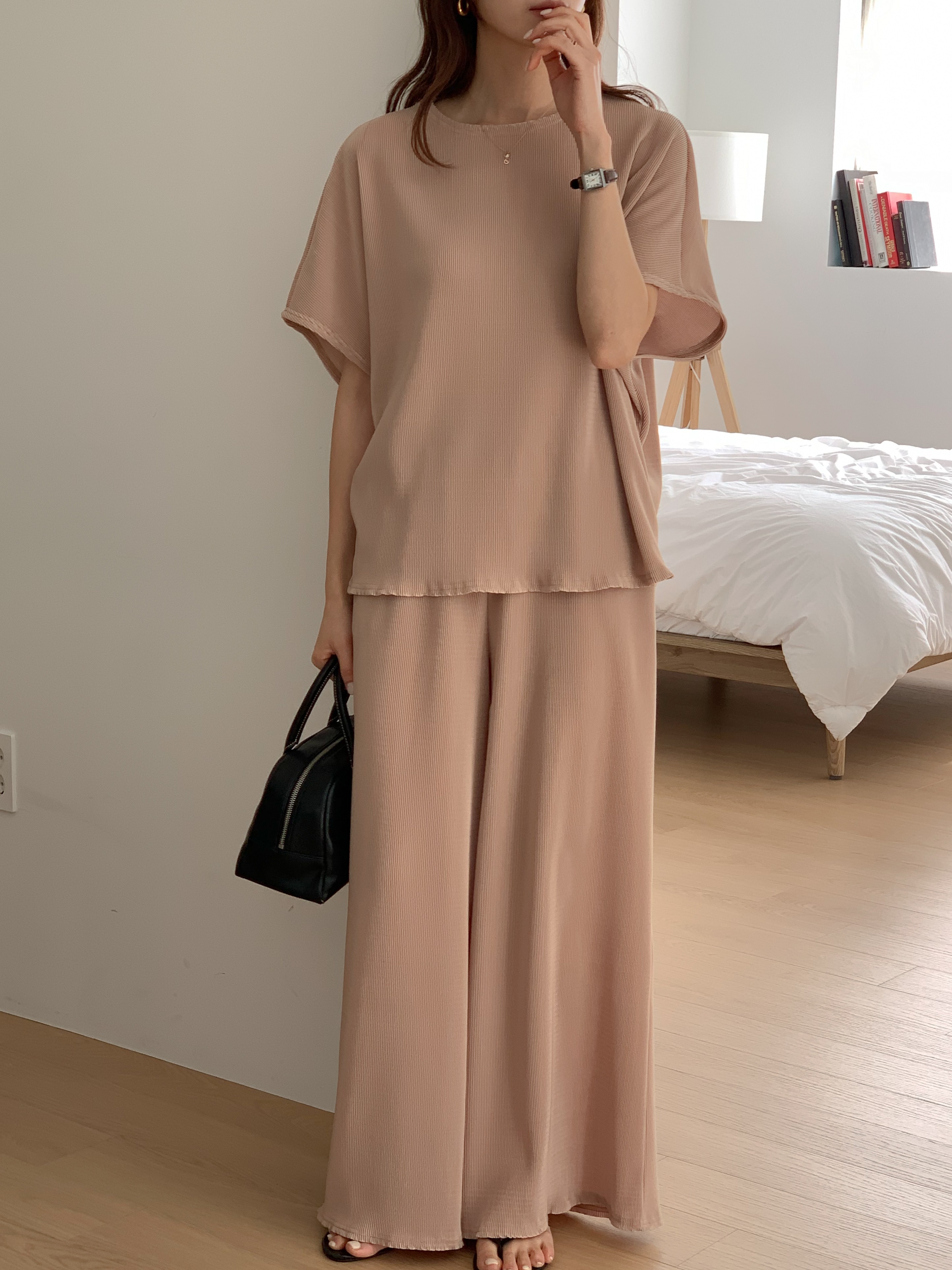 リブドルマン半袖Tシャツ&ワイドパンツSET | 詳細画像10