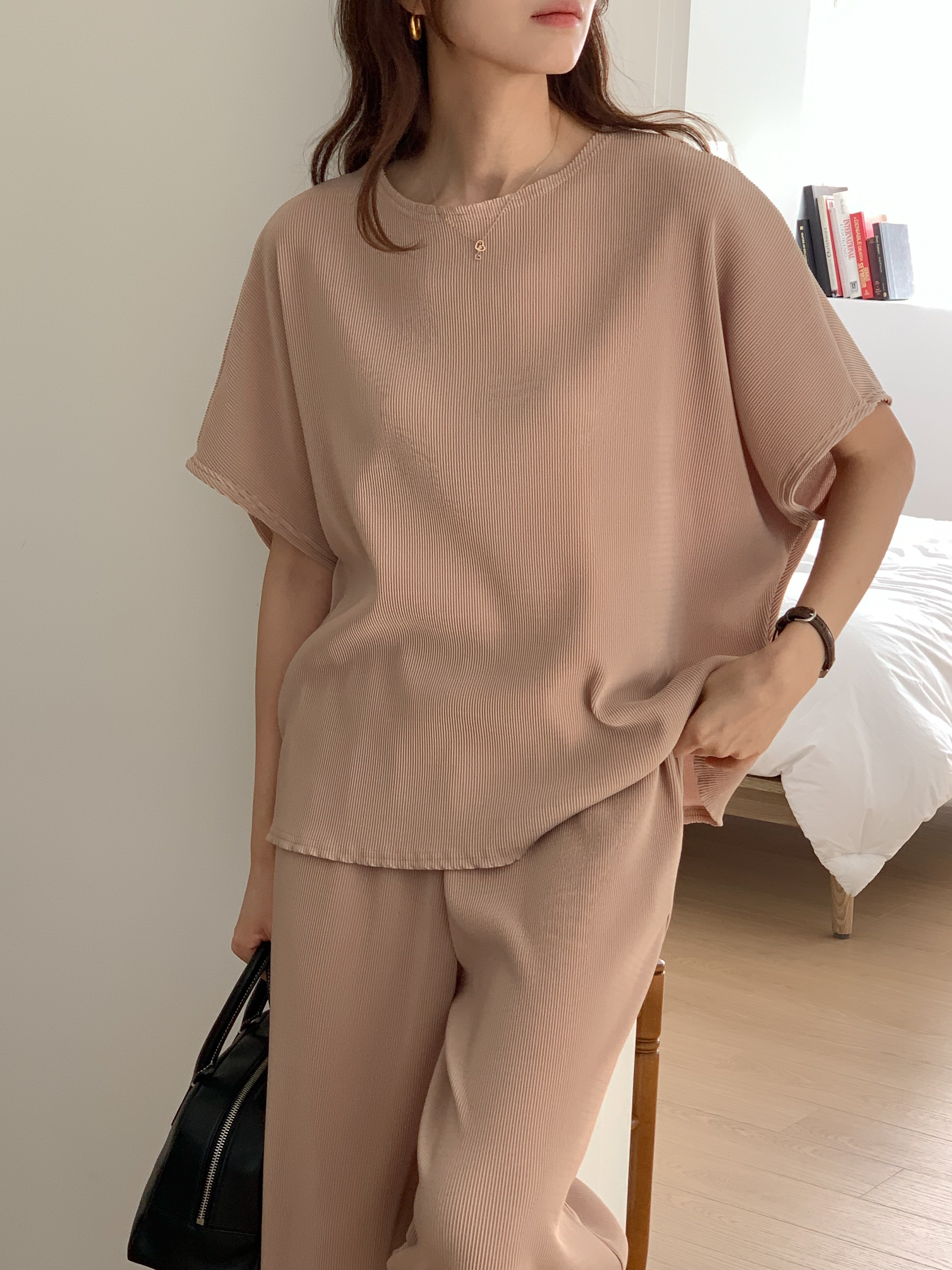 リブドルマン半袖Tシャツ&ワイドパンツSET | 詳細画像11