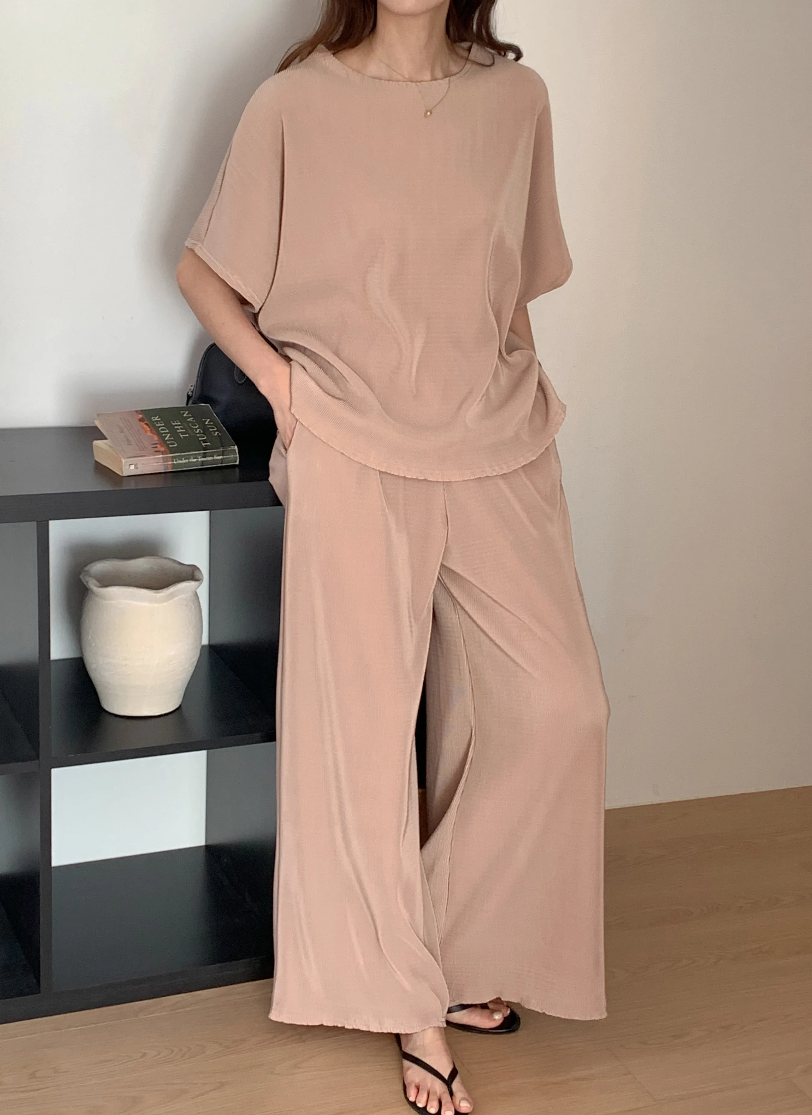 リブドルマン半袖Tシャツ&ワイドパンツSET | 詳細画像1