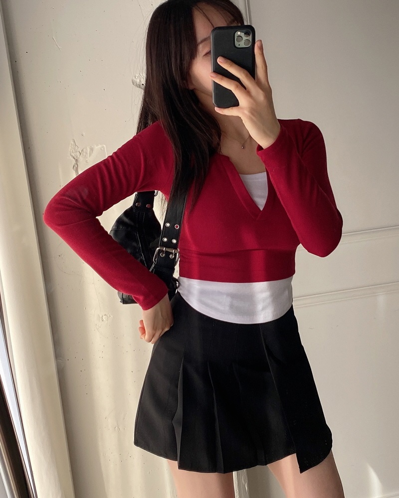 配色レイヤード風キーネックTシャツ | 詳細画像10