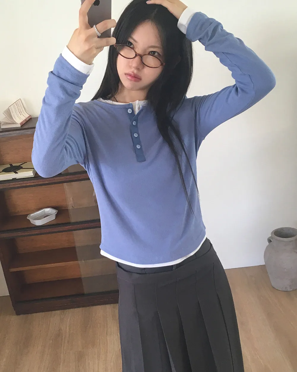 ヘンリーネック長袖Tシャツ | WONDERWONDER | 詳細画像1