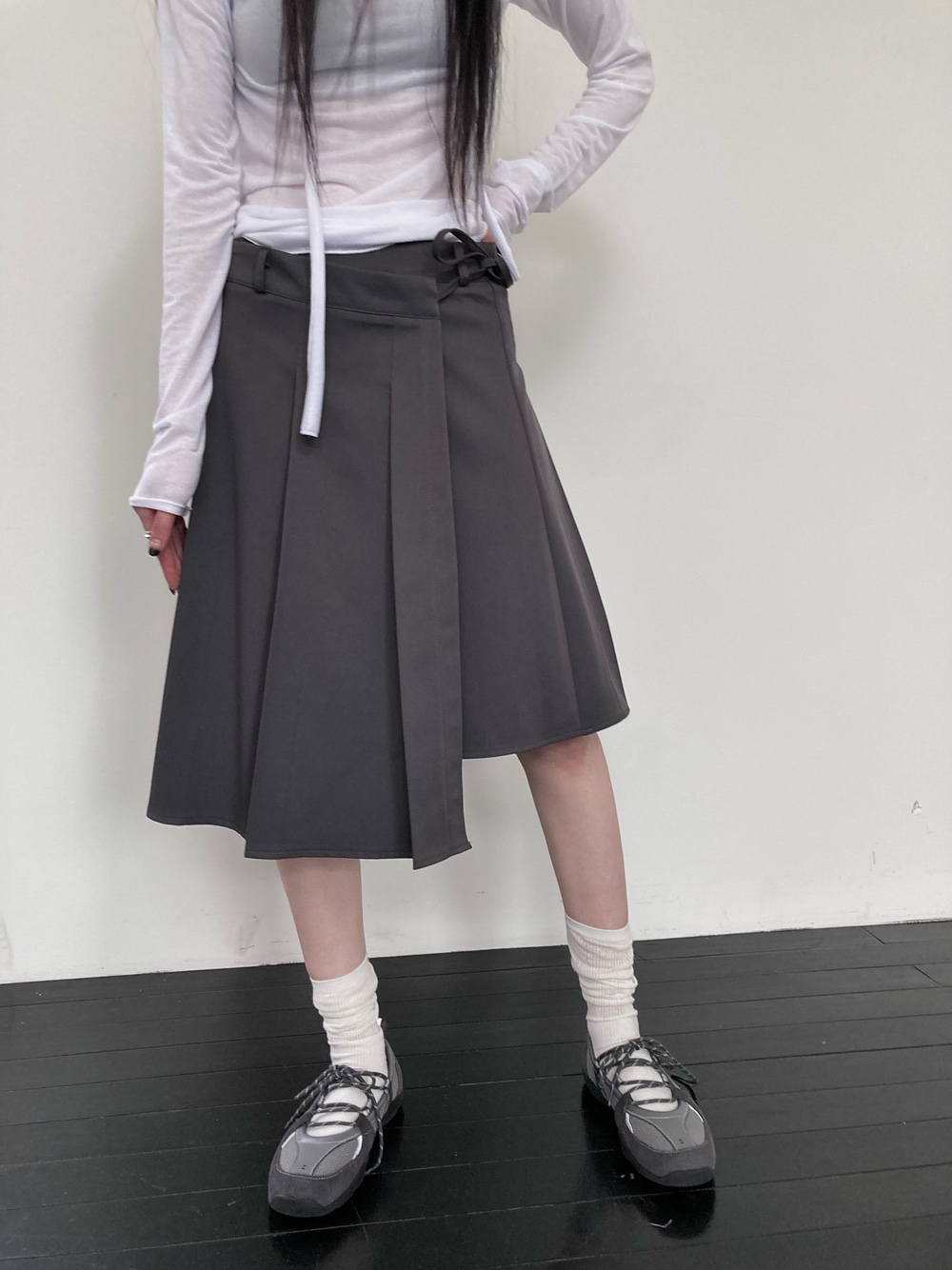 アンバランスラッププリーツスカート | 詳細画像15
