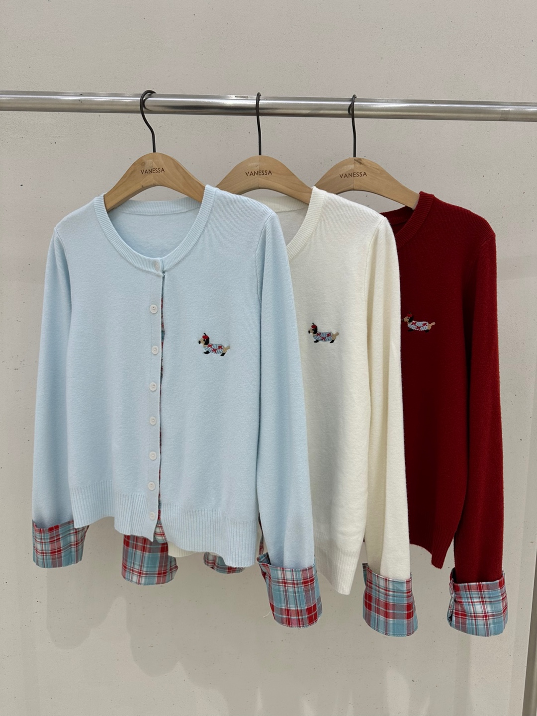 ドッグ刺繍チェックカフスカーディガン | 詳細画像9