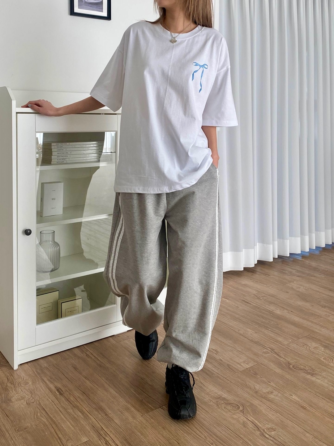 リボンバックレタリングボクシー半袖Tシャツ | 詳細画像8