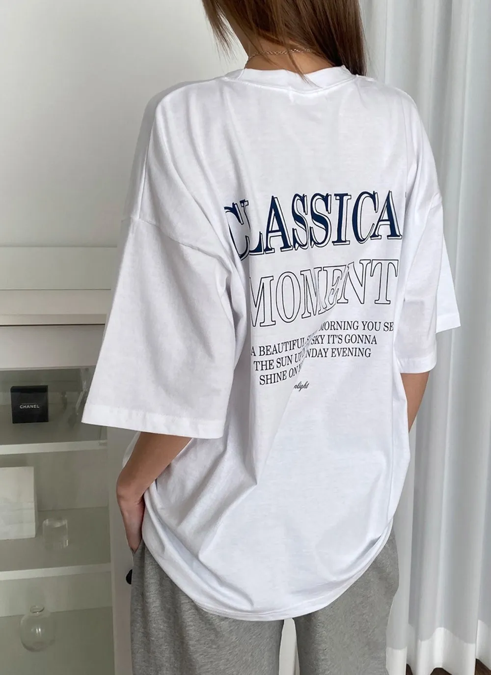 リボンバックレタリングボクシー半袖Tシャツ | 詳細画像1