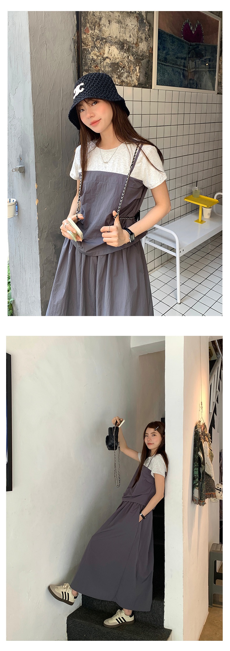 ビスチェレイヤード半袖Tシャツ&フレアスカートSET | 詳細画像5