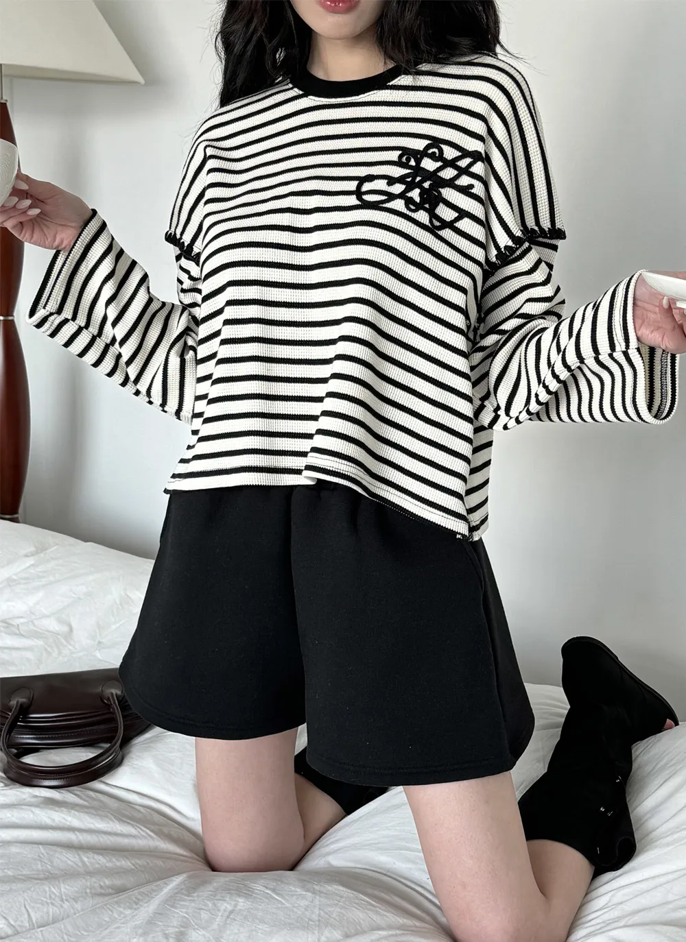 ステッチロゴボーダーワッフルTシャツ | 詳細画像1