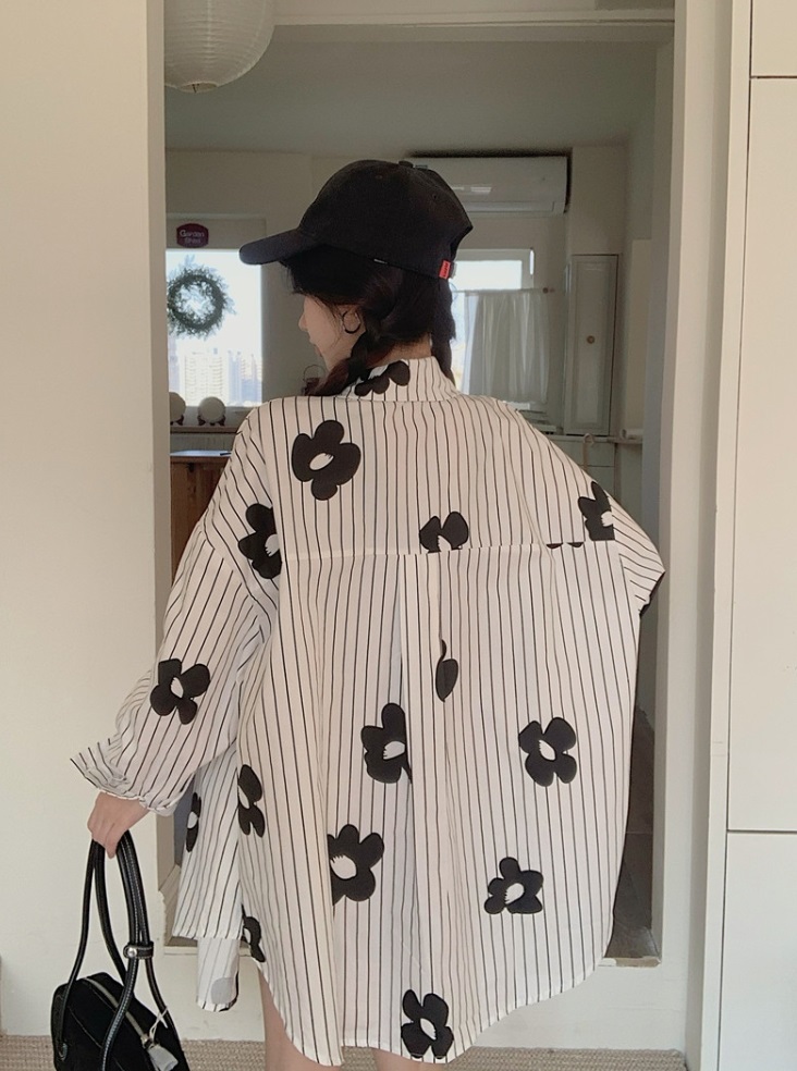花柄ストライプボクシーシャツ | 詳細画像6