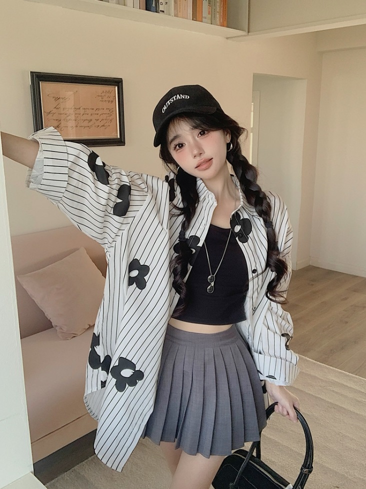 花柄ストライプボクシーシャツ | 詳細画像7
