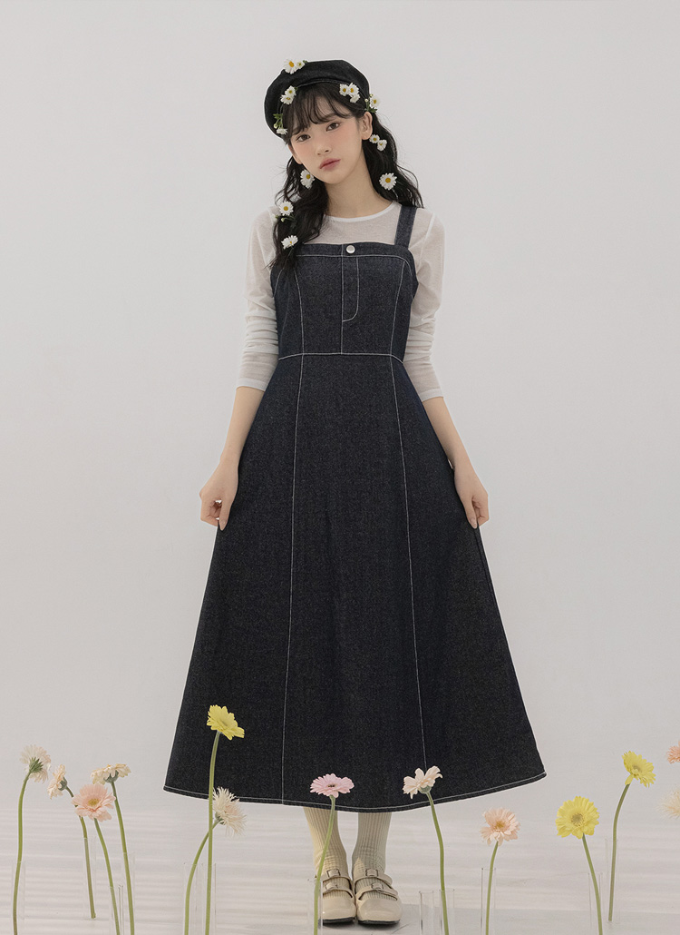 ステッチデニムビスチェワンピース | レディースファッション通販 - DHOLIC