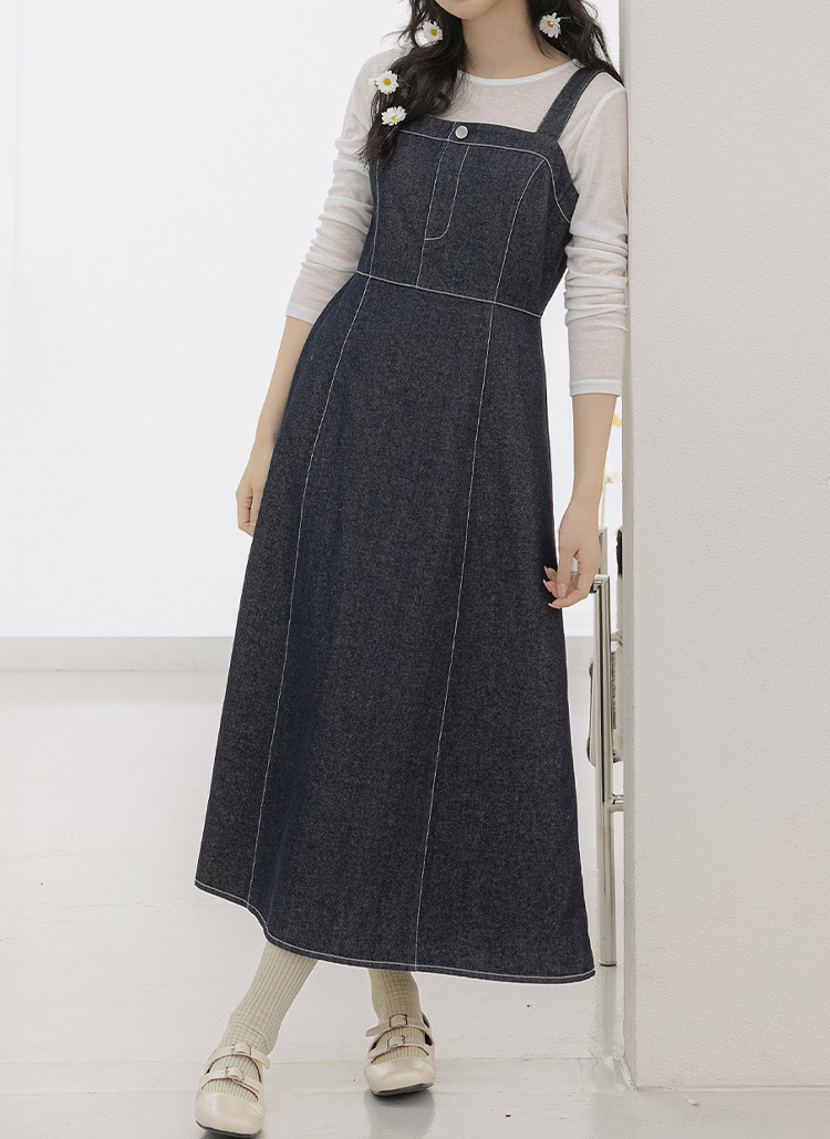 デニムビスチェワンピース ブルー 38 ラブティックボンボン La