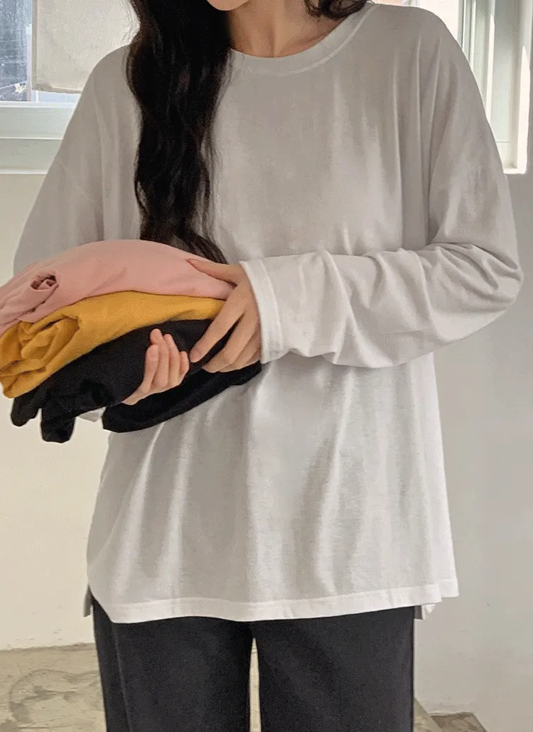 スリットルーズ長袖Tシャツ | hotping | 詳細画像1