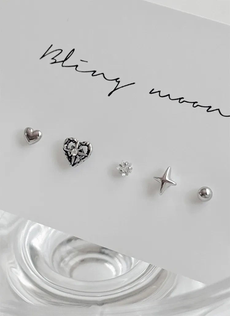 シルバーミニモチーフピアス5SET | blingmoon | 詳細画像1