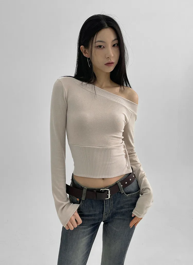 ボタンへムワンショルTシャツ | blackup | 詳細画像1