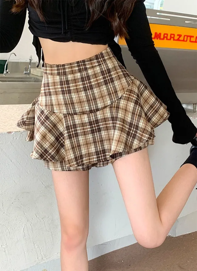 チェックフレアスカートショートパンツ | 詳細画像1