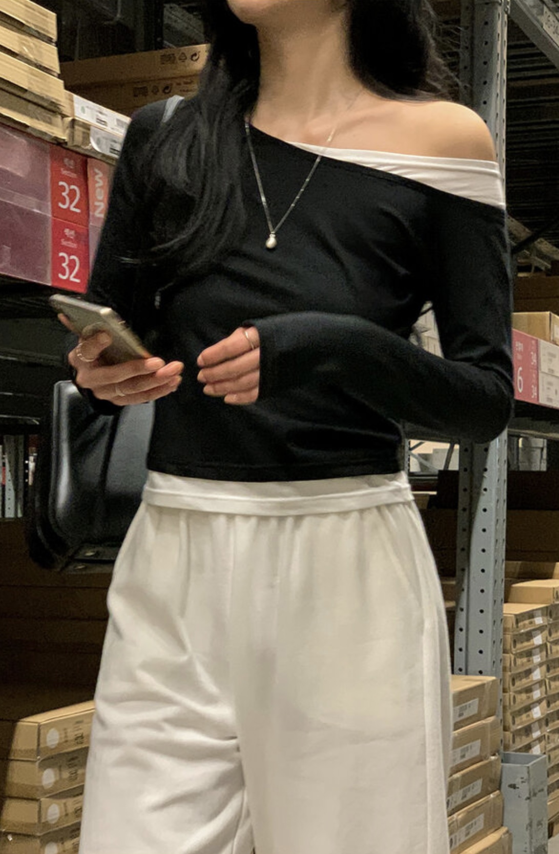 モダール混配色ワンショルダーTシャツ | 詳細画像2