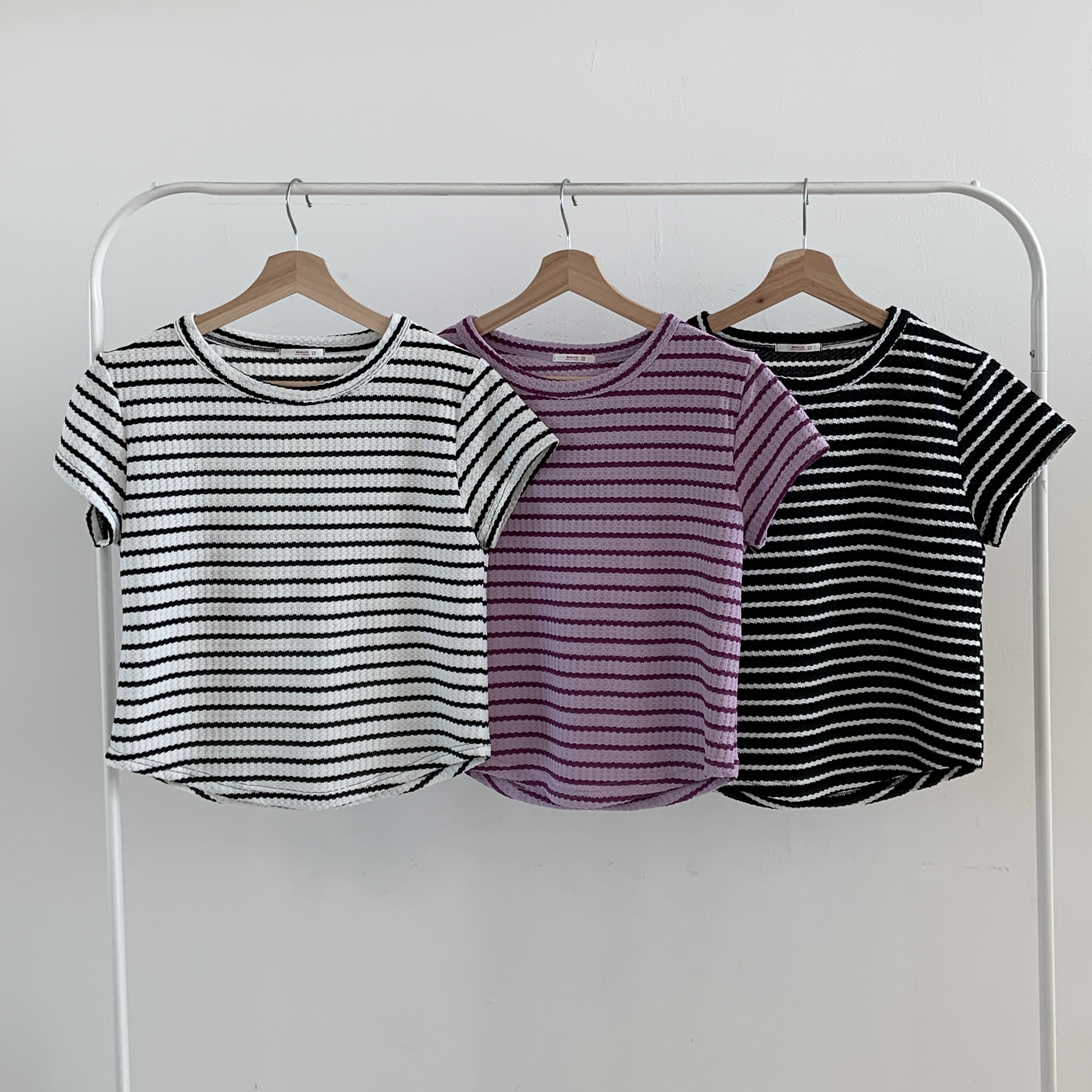 ワッフルボーダーラウンドヘム半袖Tシャツ | 詳細画像20