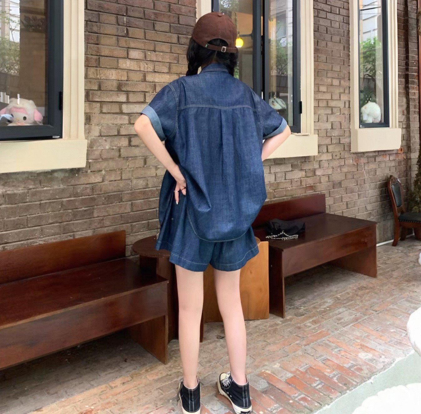 ステッチ半袖デニムシャツ&ショートパンツSET | 詳細画像7