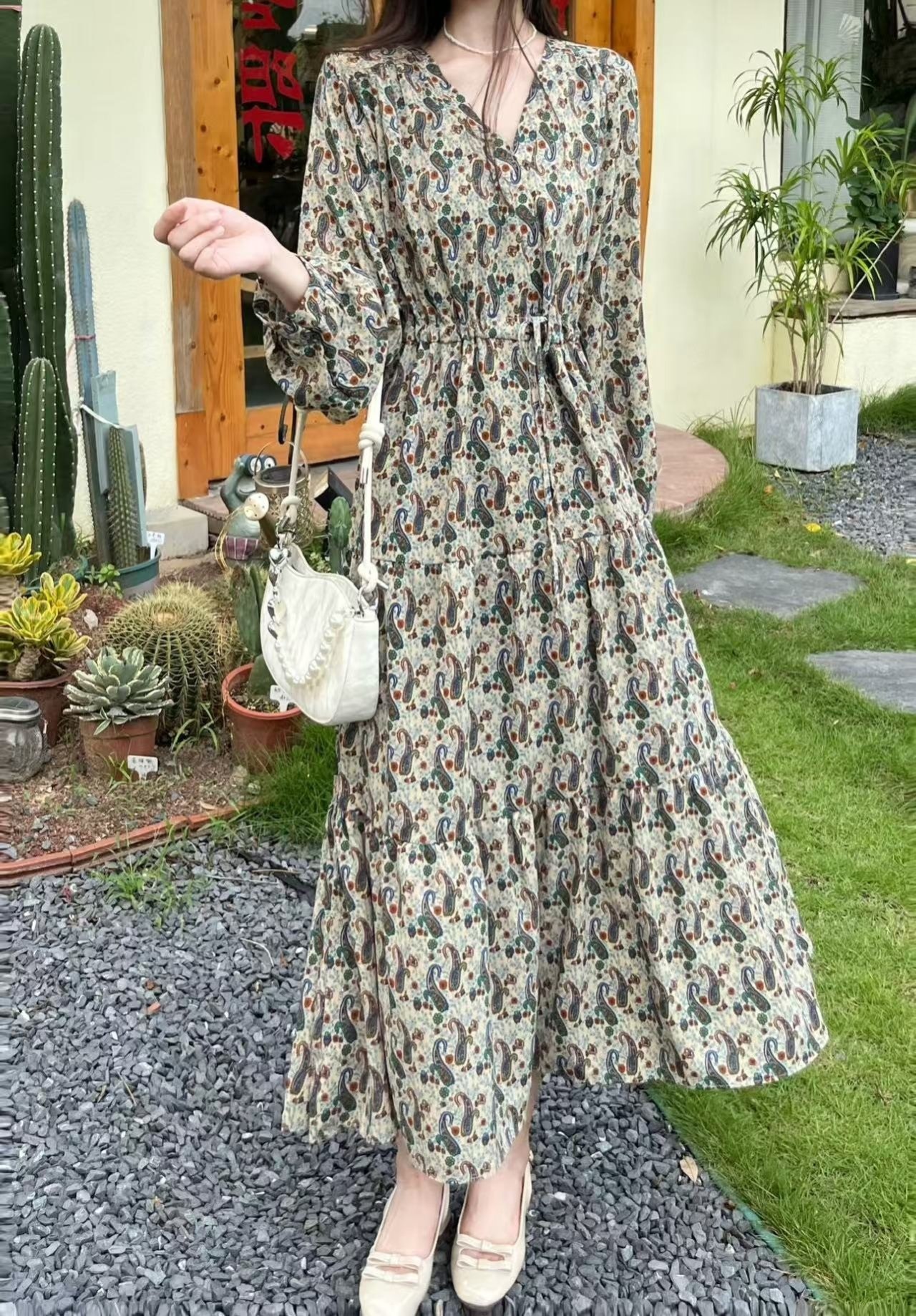 カシュクールネックペイズリーワンピース | 詳細画像9