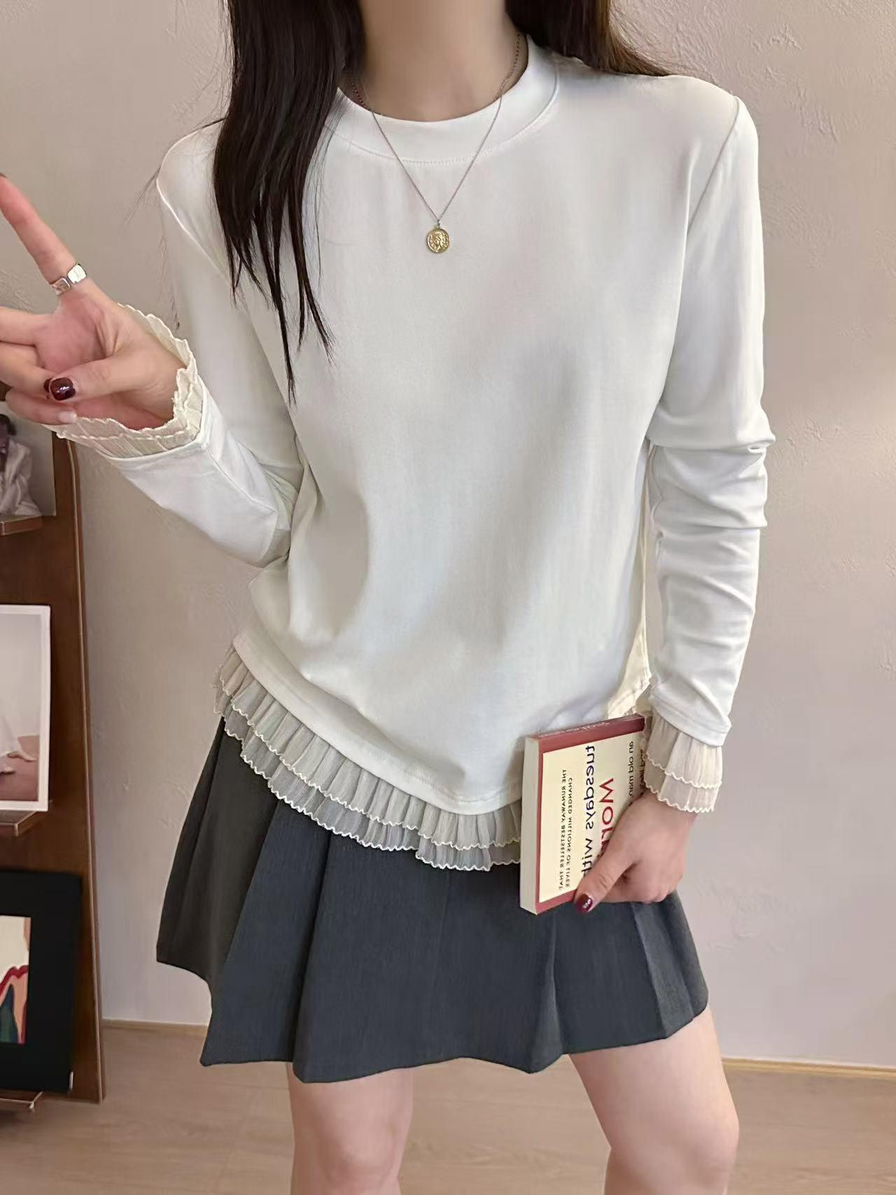 ティアードプリーツシフォンヘムTシャツ | 詳細画像3