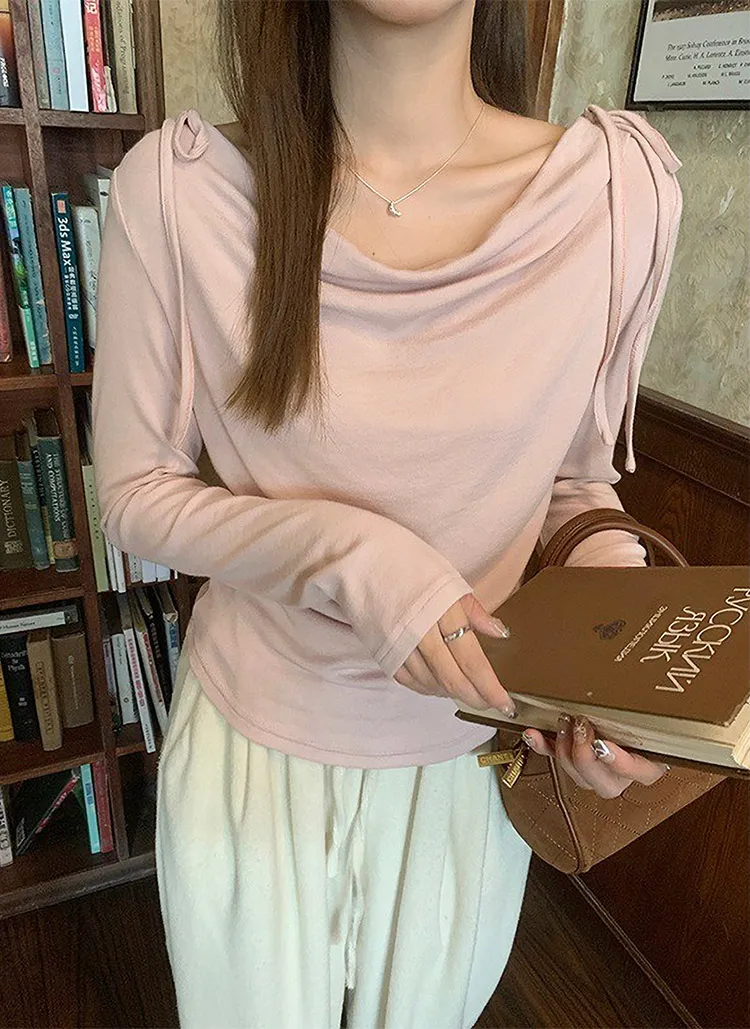 ドレープショルダーリボンTシャツ | 詳細画像1
