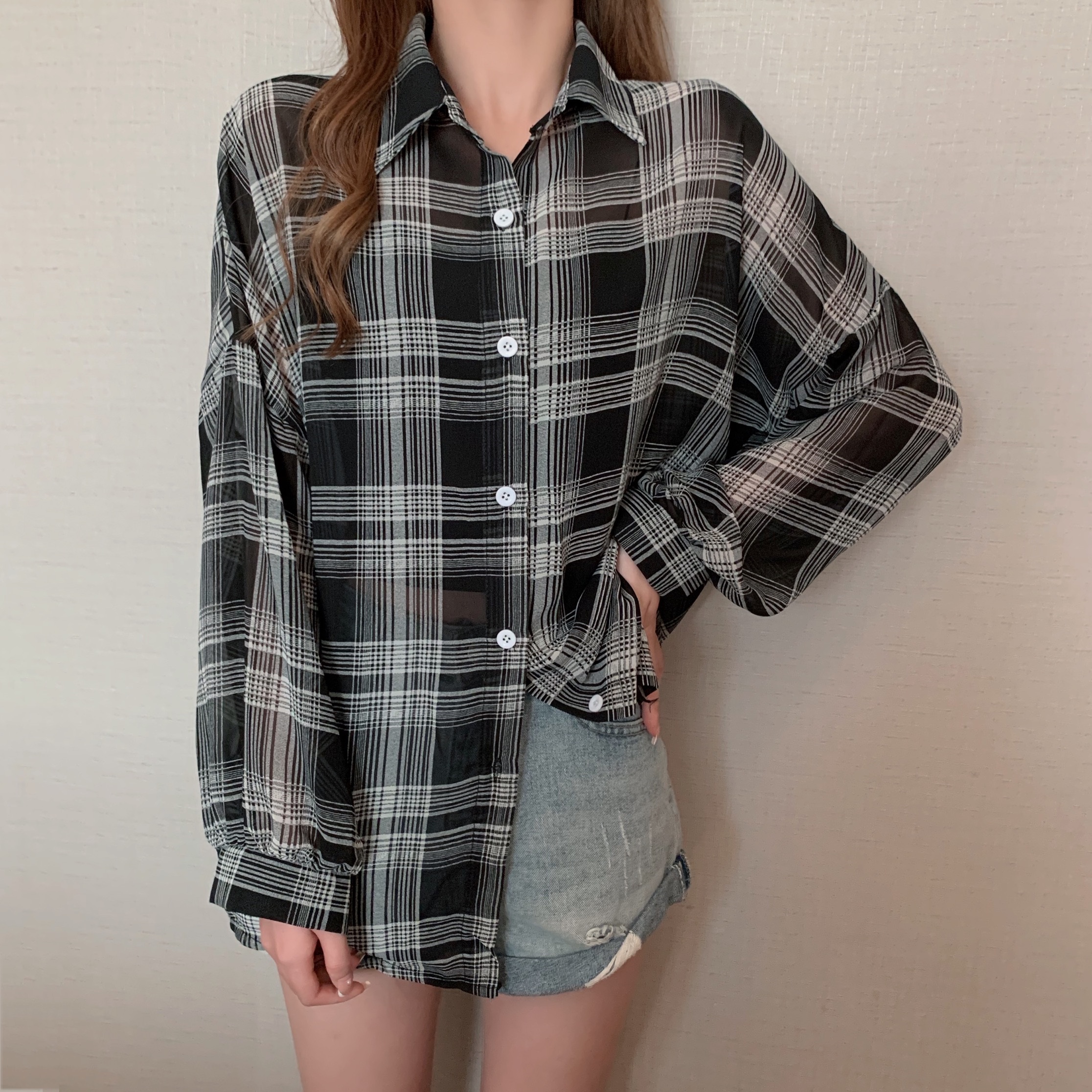 シフォンルーズチェックシャツ | 詳細画像7