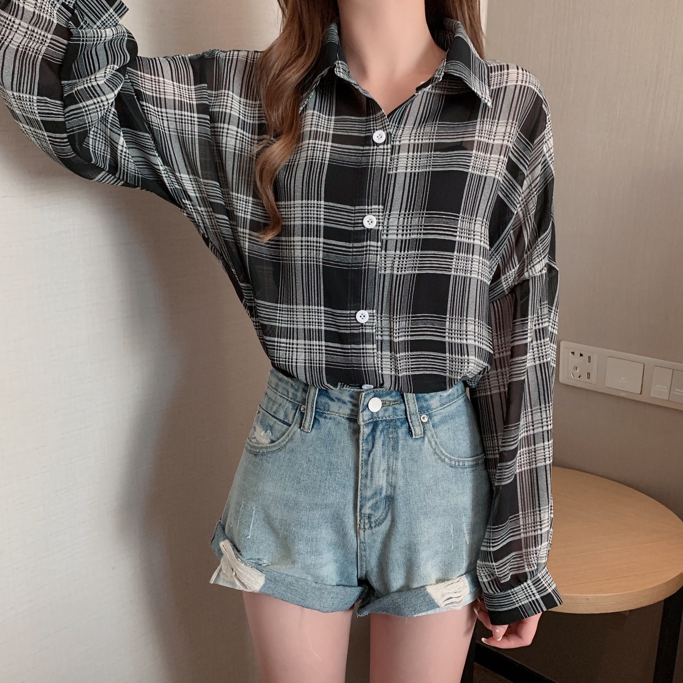 シフォンルーズチェックシャツ | 詳細画像8