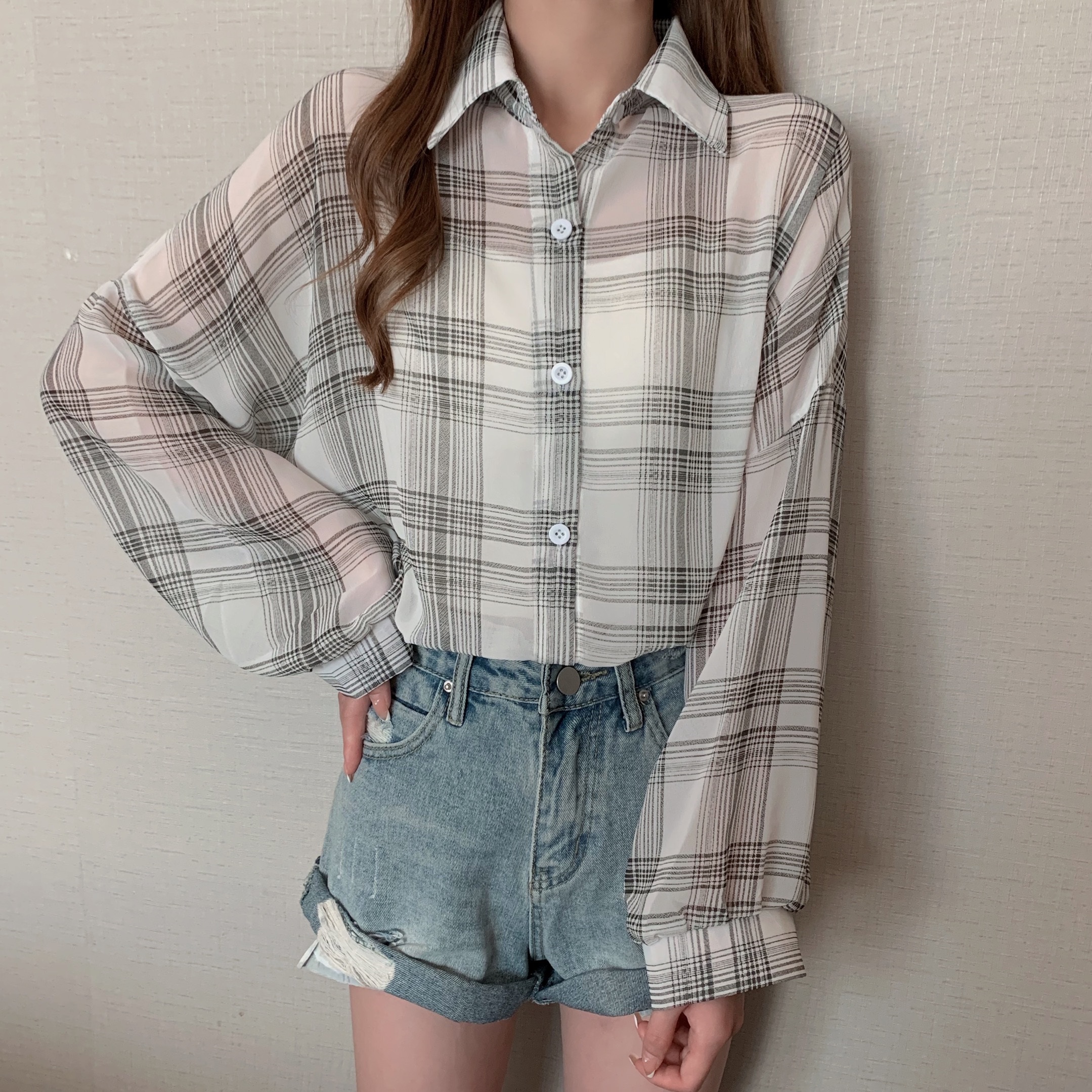 シフォンルーズチェックシャツ | 詳細画像9