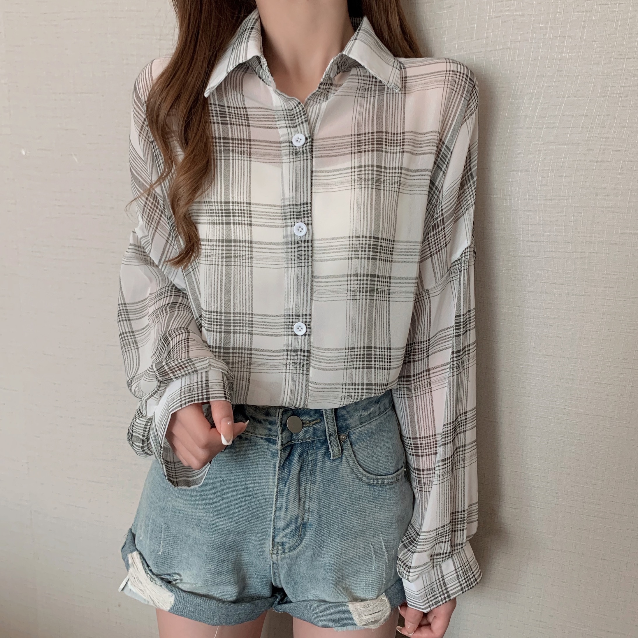 シフォンルーズチェックシャツ | 詳細画像12