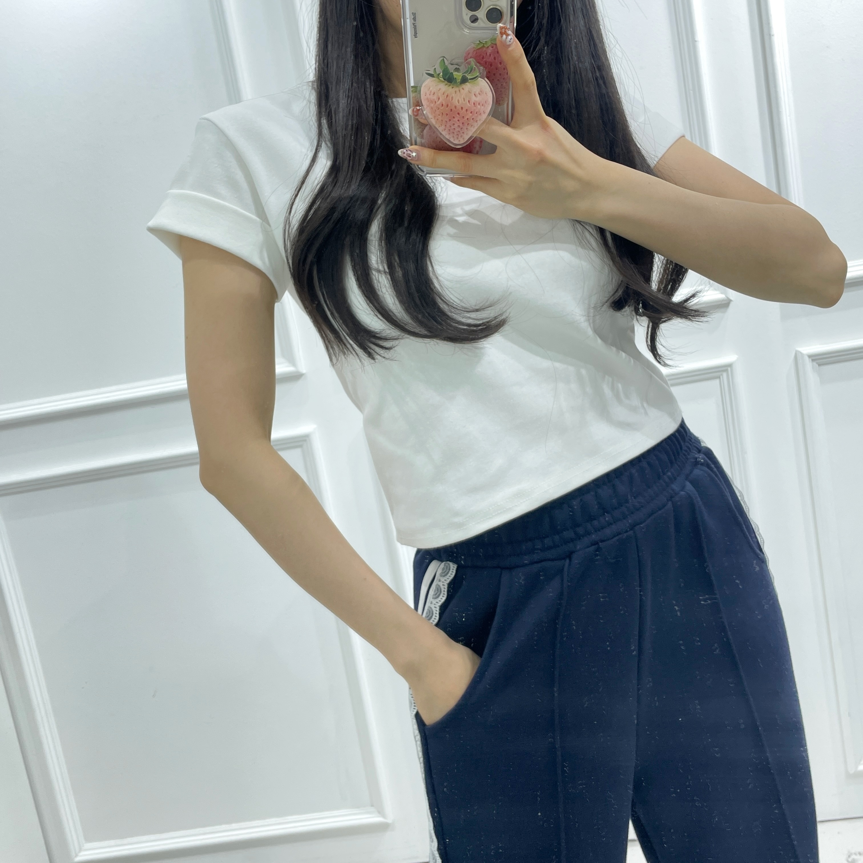 ロールアップ半袖クロップドTシャツ | 詳細画像3