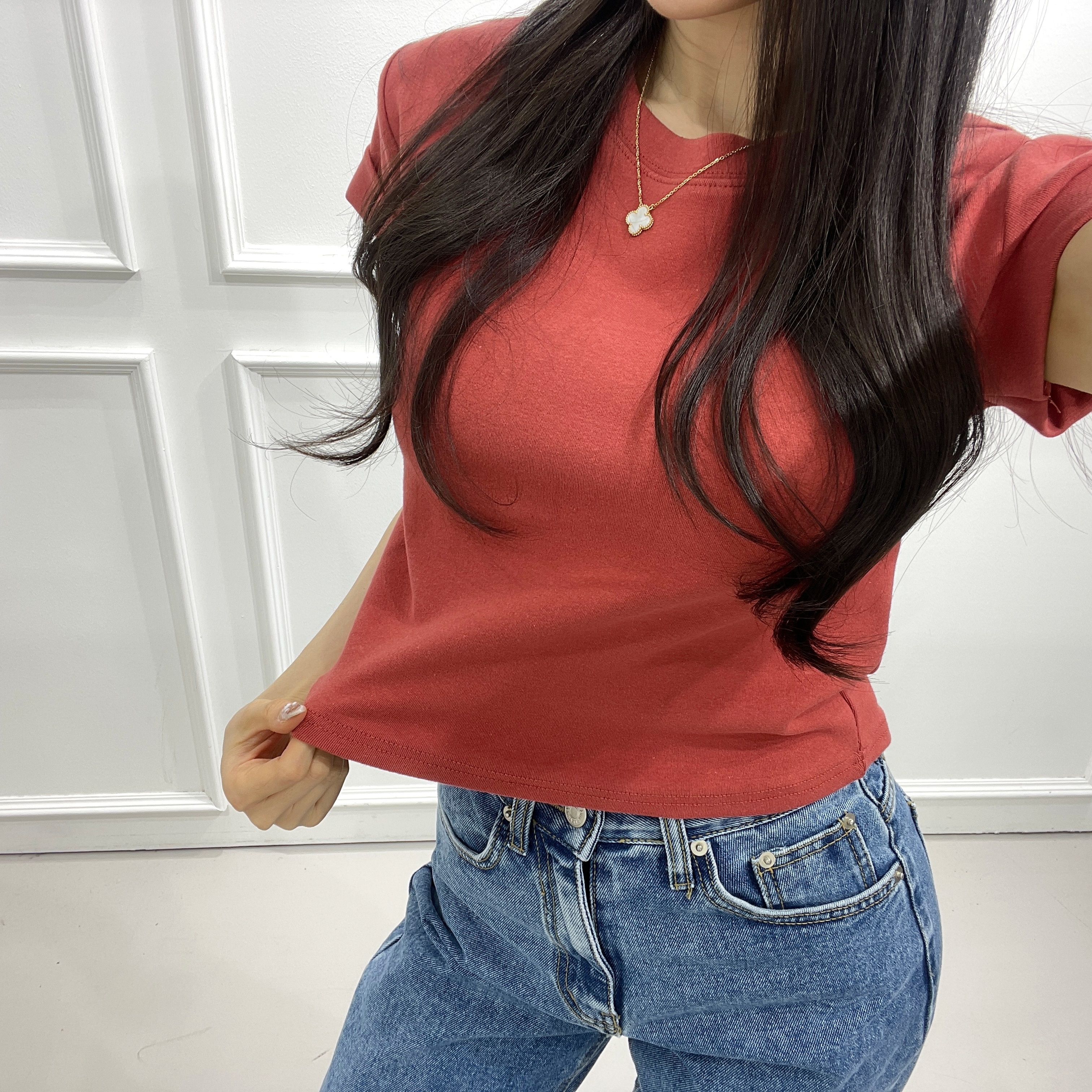 ロールアップ半袖クロップドTシャツ | 詳細画像15