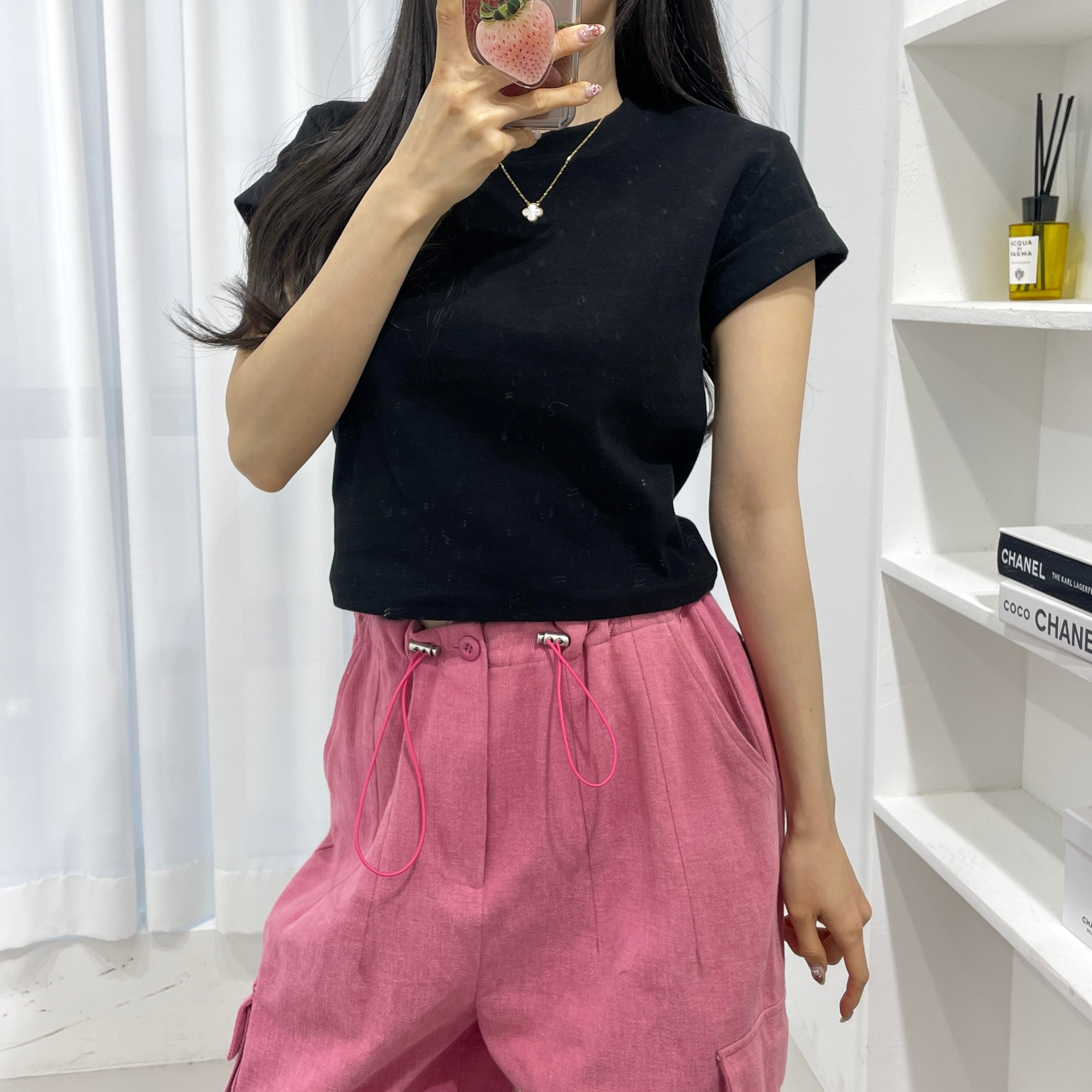 ロールアップ半袖クロップドTシャツ | 詳細画像4