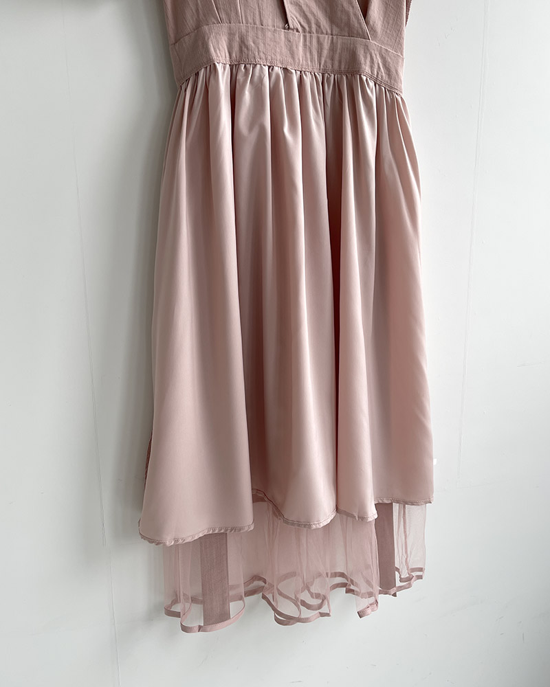 パフ半袖カシュクールシフォンワンピース | 詳細画像23