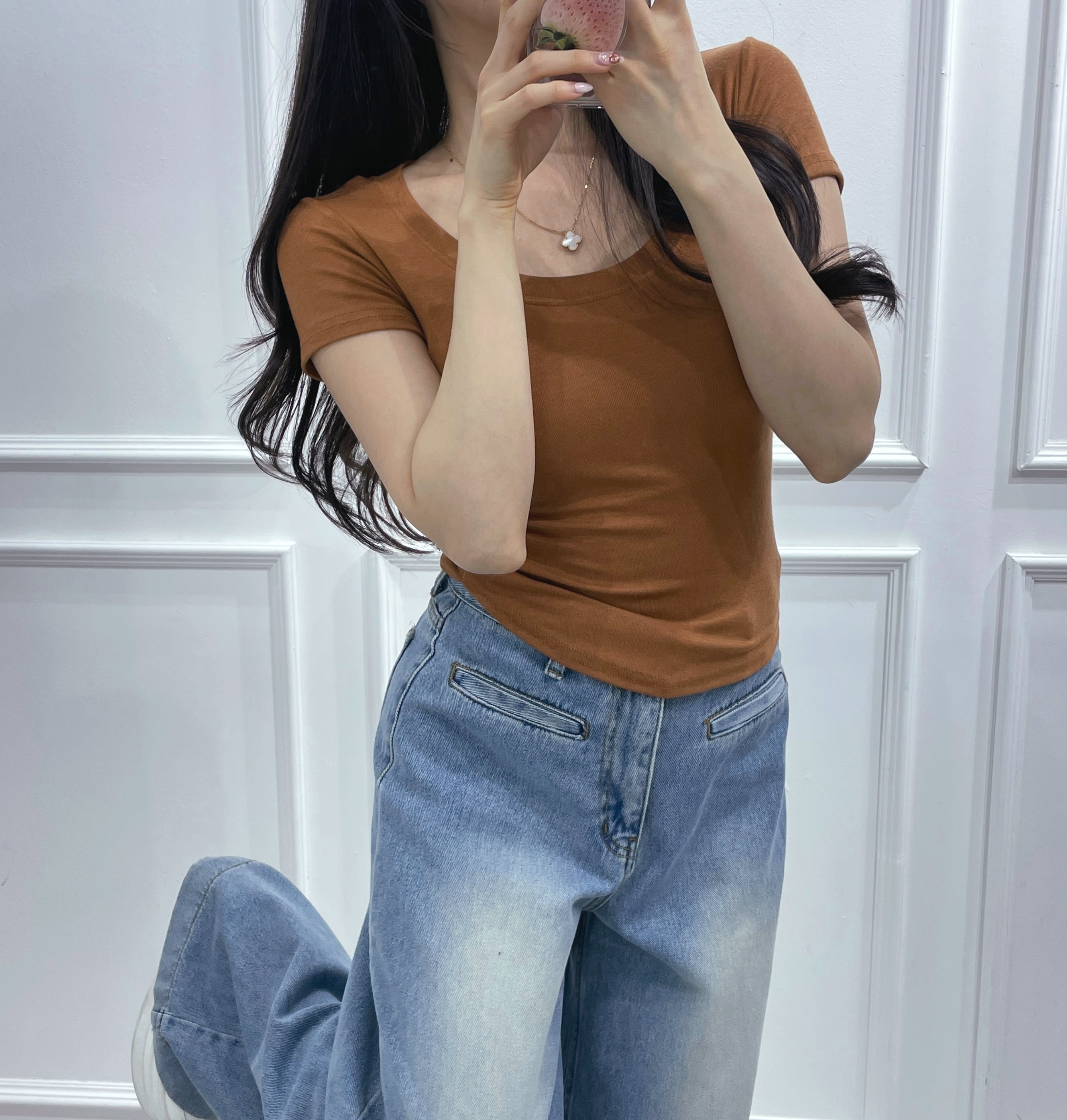 Uネックスリム半袖Tシャツ | 詳細画像9