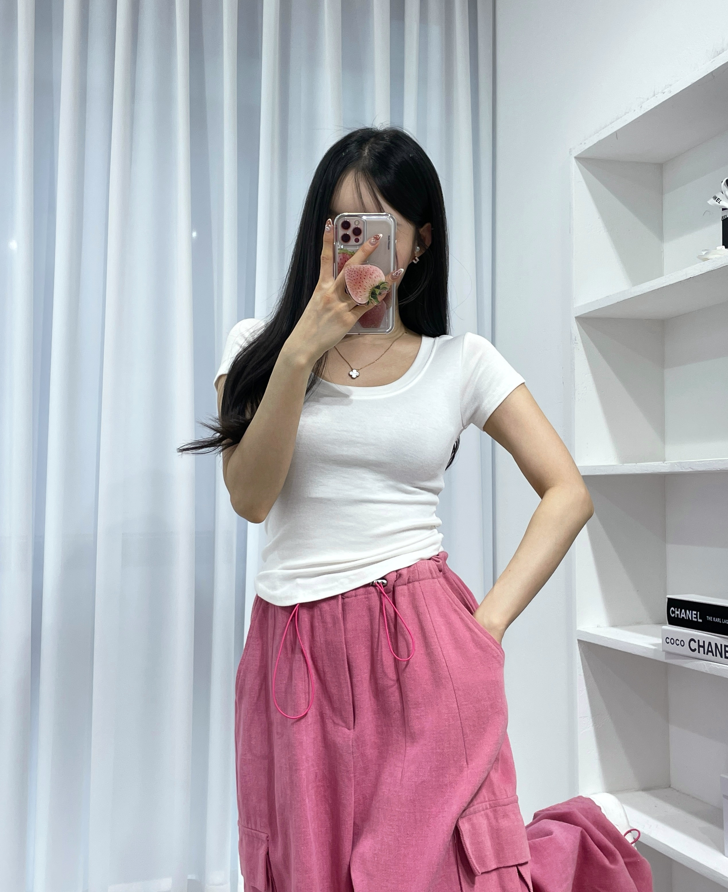 Uネックスリム半袖Tシャツ | 詳細画像12