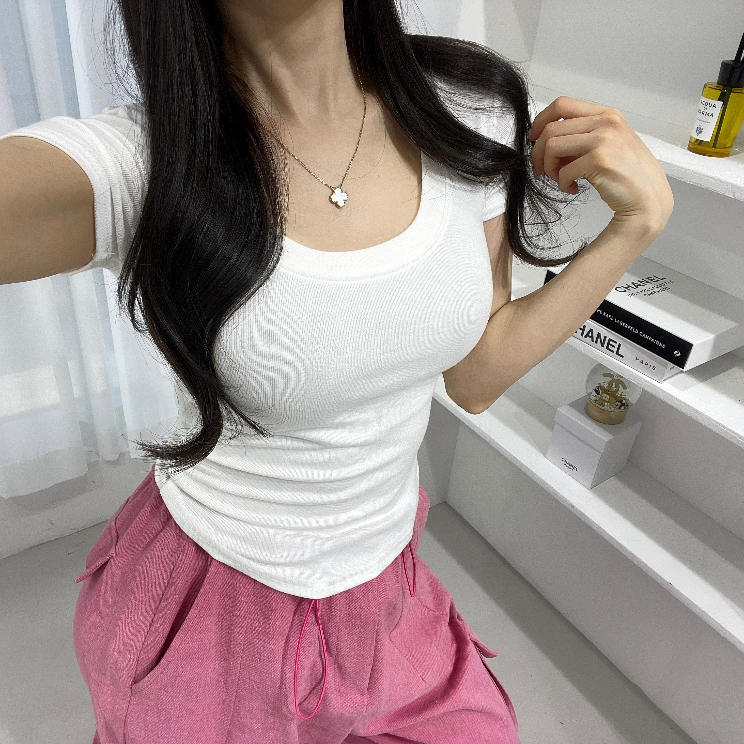 Uネックスリム半袖Tシャツ | 詳細画像13