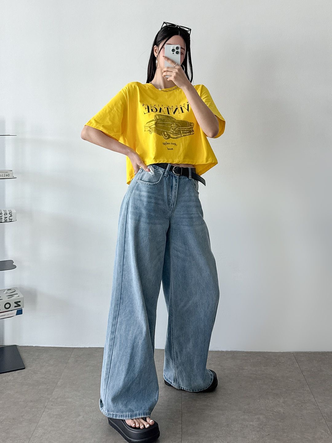 VINTAGEカープリントクロップド半袖Tシャツ | 詳細画像2