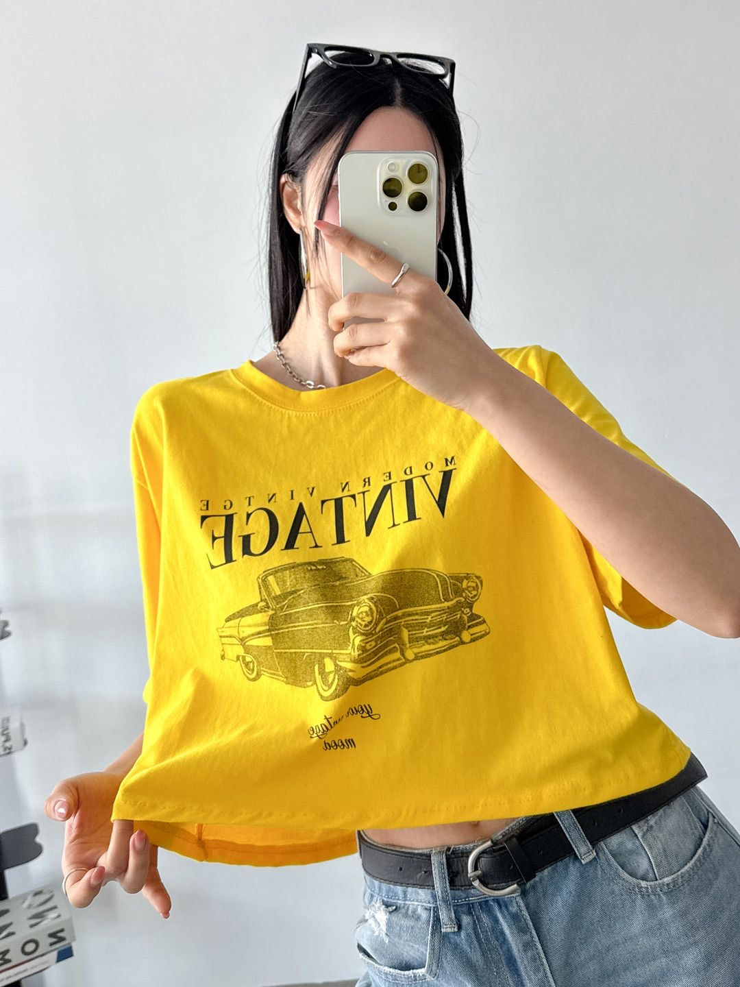 VINTAGEカープリントクロップド半袖Tシャツ | 詳細画像10