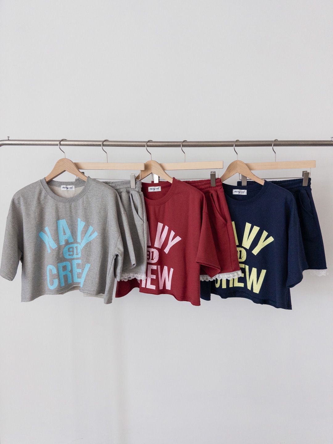 NAVYクロップド半袖Tシャツ&ドロストレースショートパンツSET | 詳細画像10