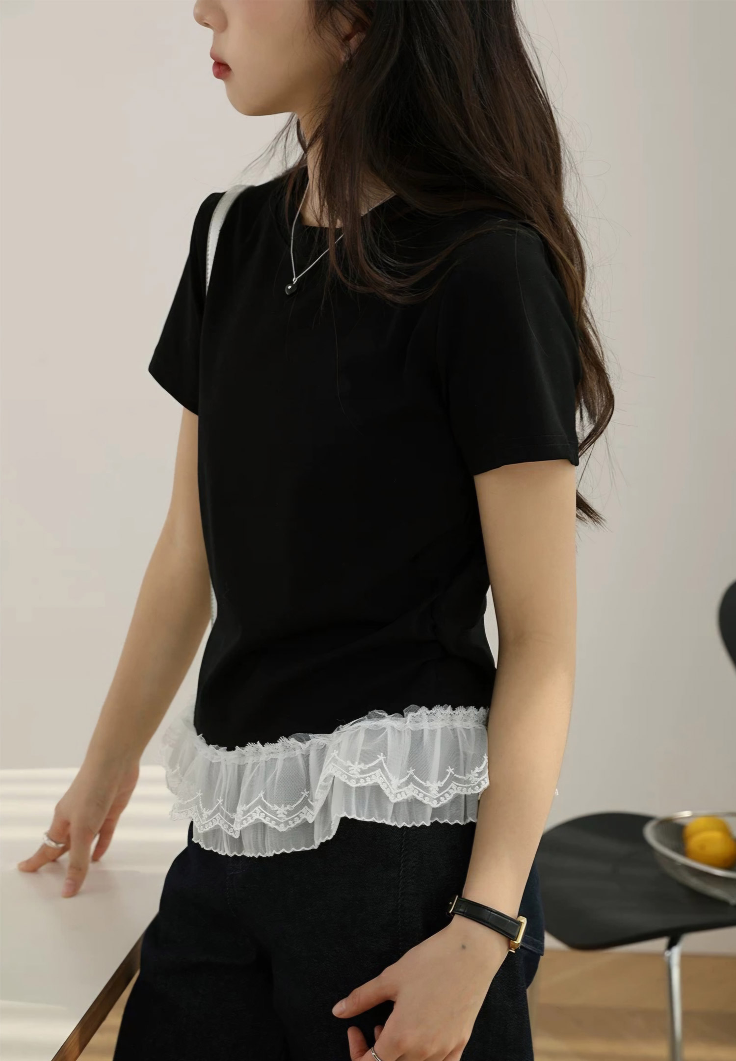 レースヘムシャーリング半袖Tシャツ | 詳細画像9