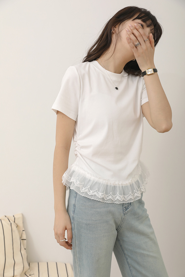 レースヘムシャーリング半袖Tシャツ | 詳細画像3